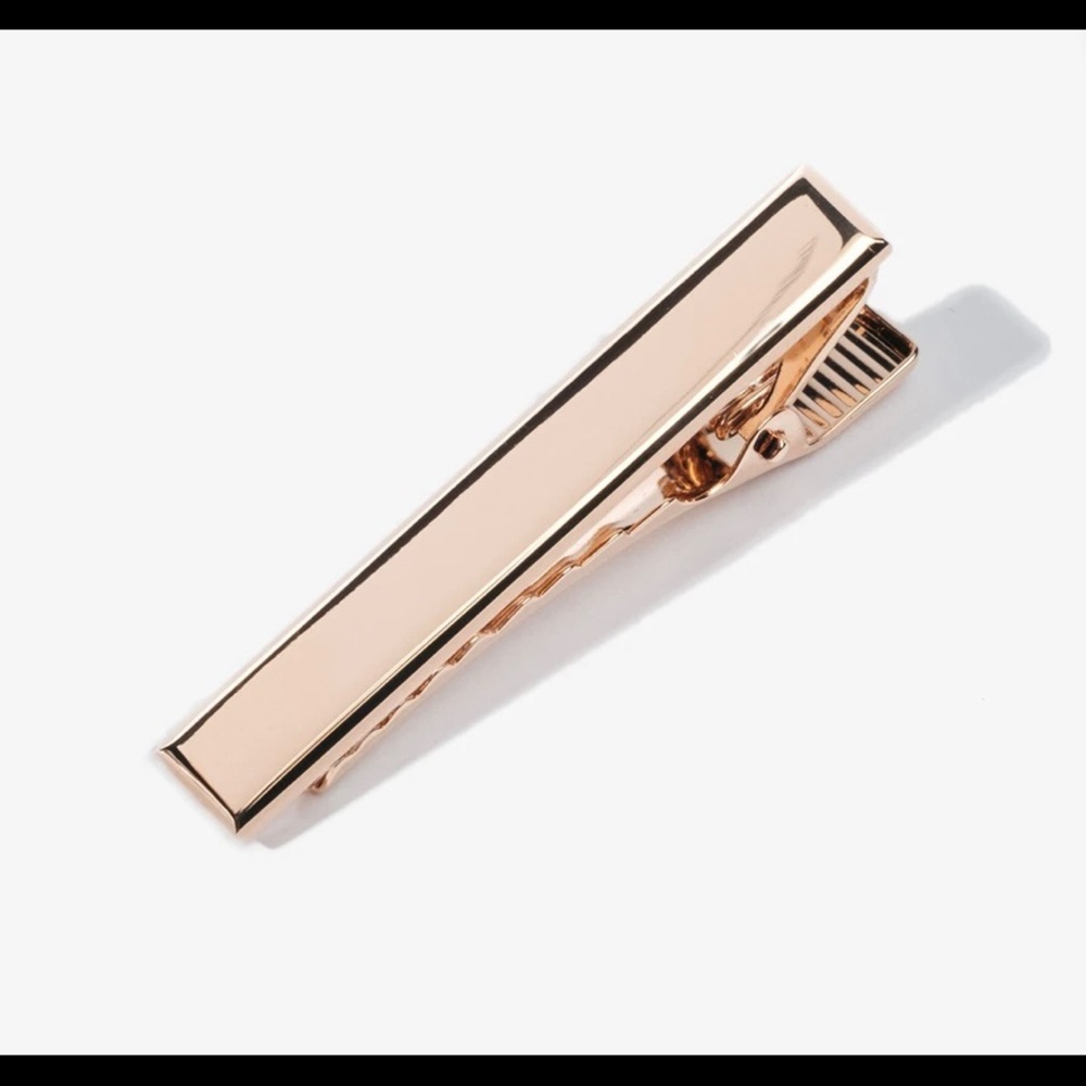 Hook and Albert Rose Gold Beveled Edge Tie Clip